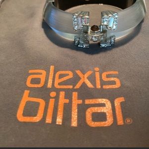 Alexis Bittar carved lucite rhinestone bangle